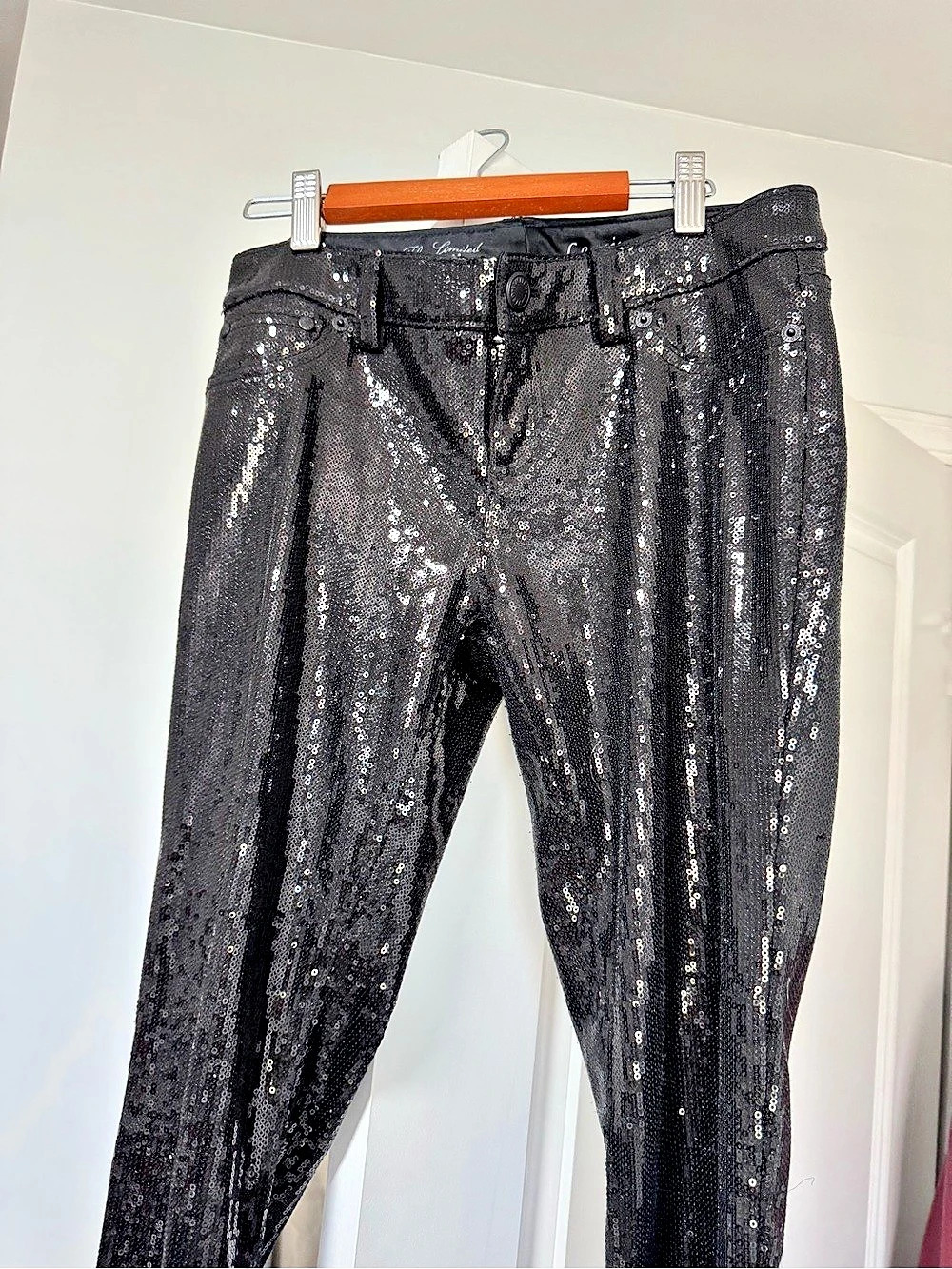 The Limited Denim Legging Jean Sequin Pants Black Size 4
